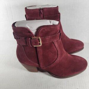 NWT Diba Sleek Burgundy Witchy Whimsygoth Suede Bootie Ankle Boot Size 6.5